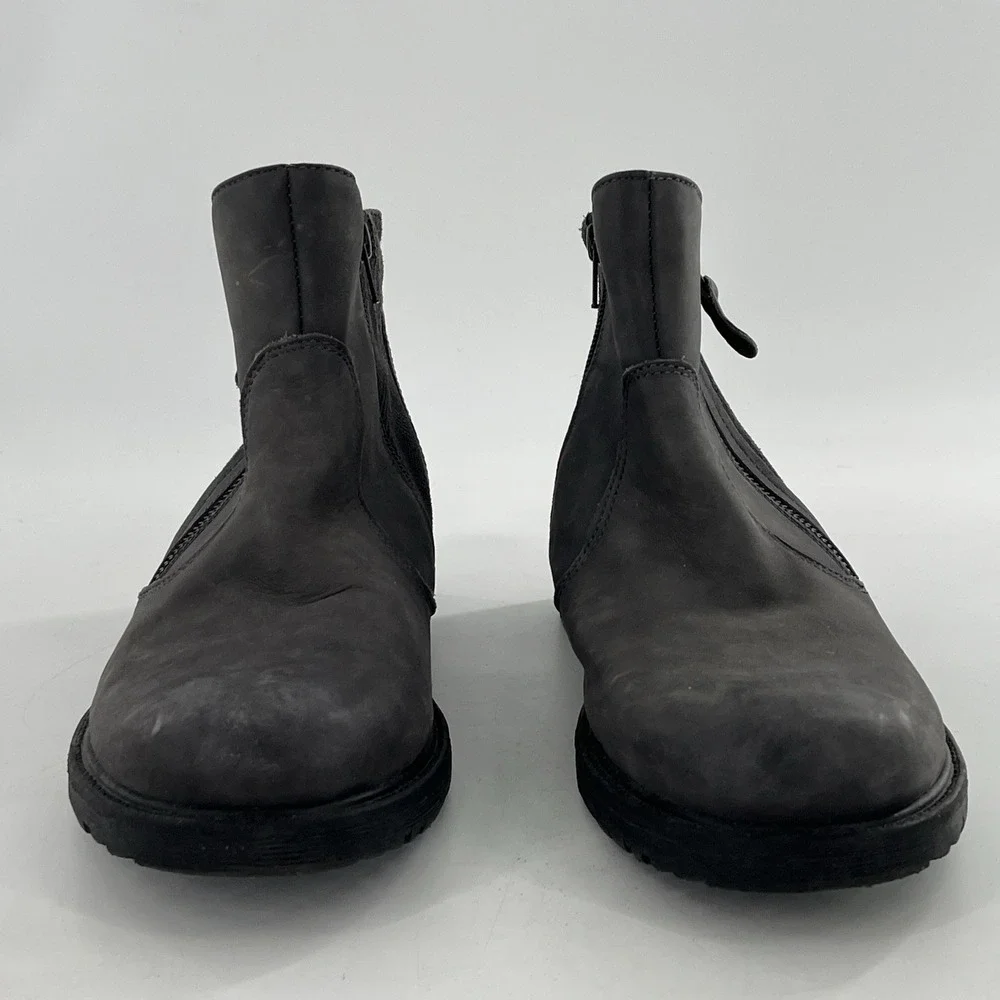 Earth Womens Leather Ankle Boots Gray Plaid Tweed Block Heel Zip 11 B‎ Jordan